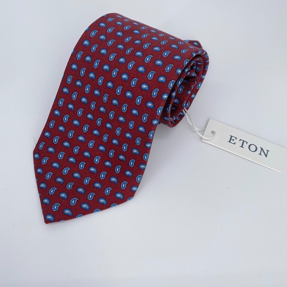 Eton Tie‎ Mens One Size Multi Paisley Silk Classic Luxury Necktie Italy Made NWT